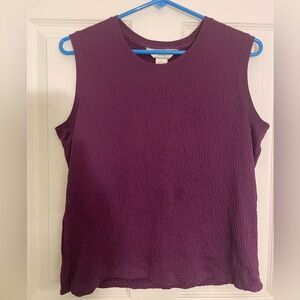 Allison Daley Textured Loose Fit Purple Sleeveless Blouse Business Casual Top